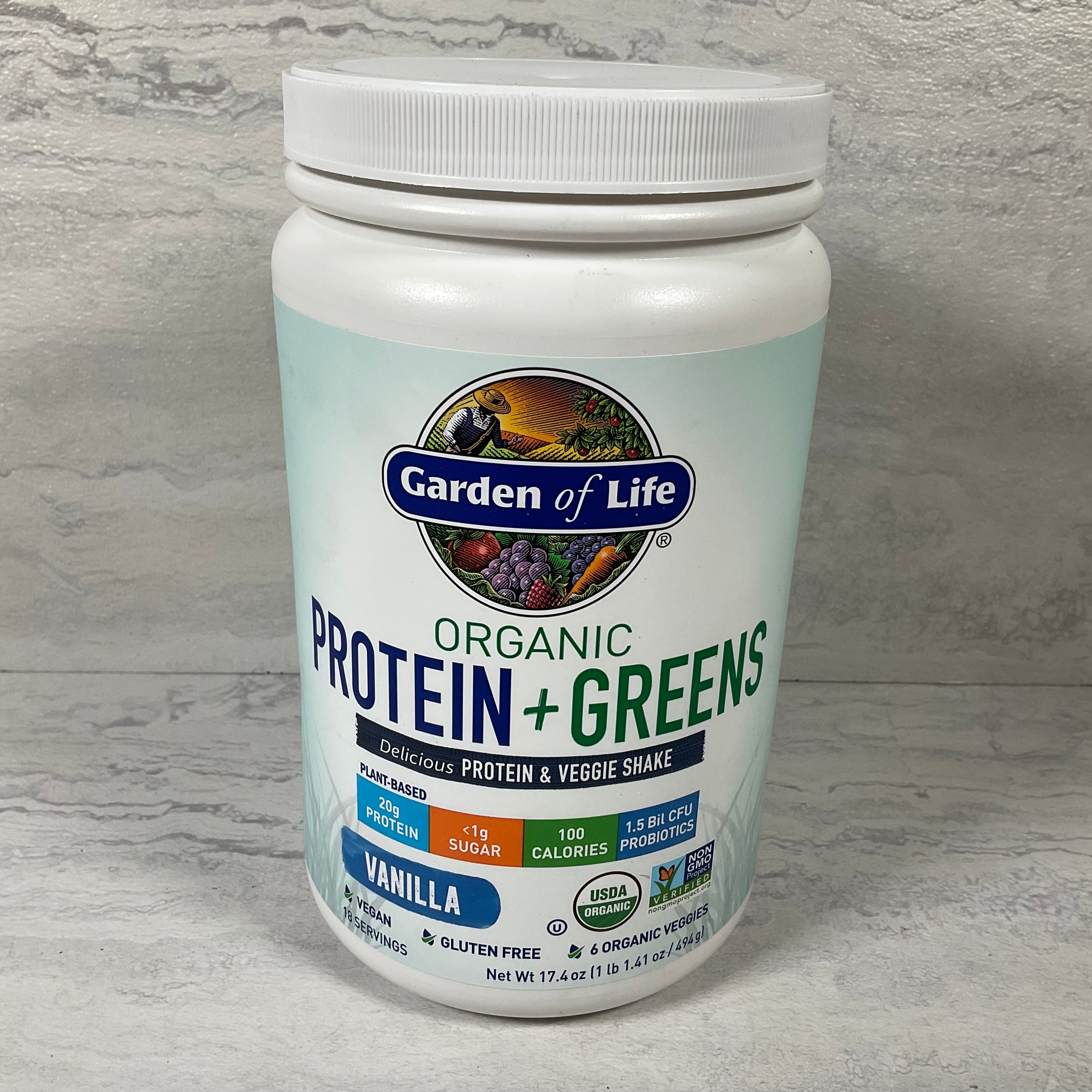 Garden of Life Organic Protein + Greens Shake Mix Vanilla - 17.4oz, Exp 5/2021 (7007647432887)